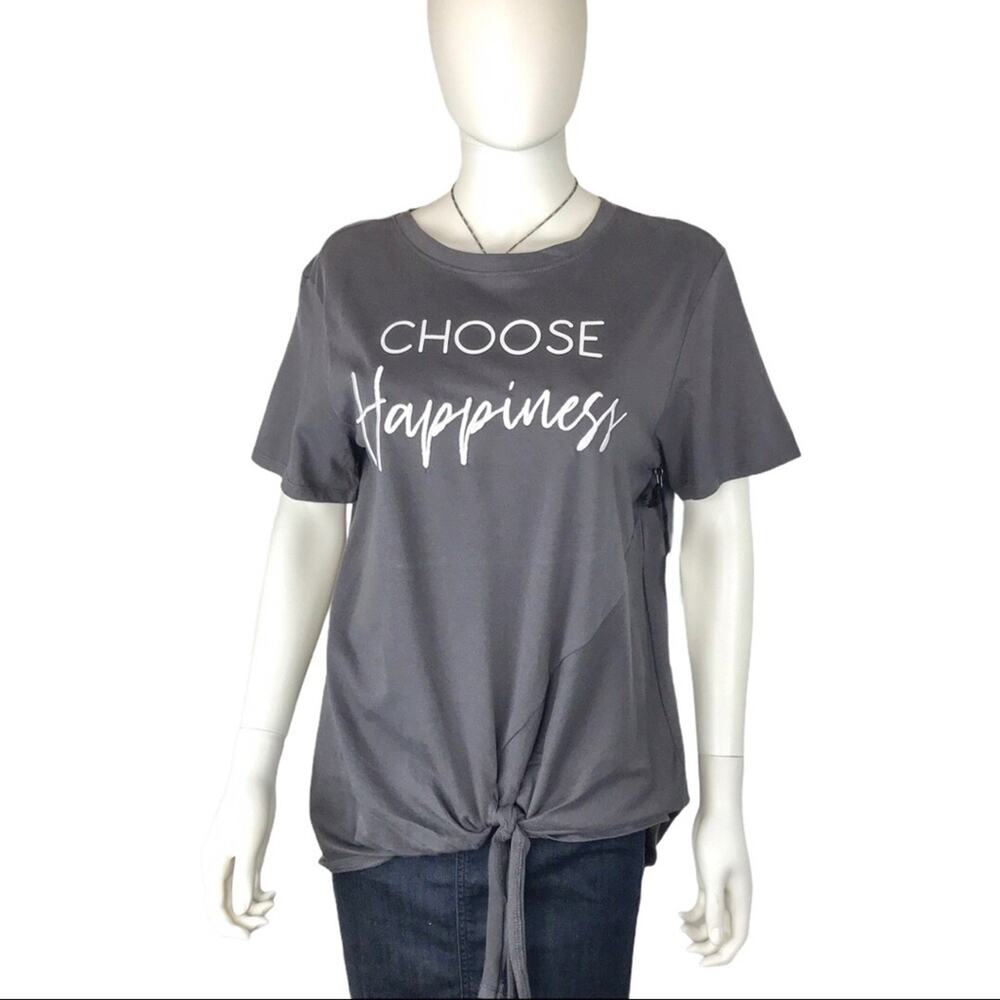 Choose Happiness  NWT Grey Tee Sweet Soul 100% Cotton Graphic Tee